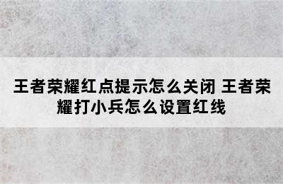 王者荣耀红点提示怎么关闭 王者荣耀打小兵怎么设置红线